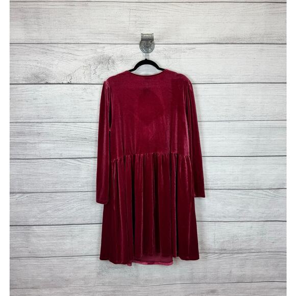 Ava & Viv Plus Size Pink Mauve Velvet Rose Long Sleeve Dress Size 2X - Picture 8 of 10